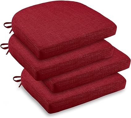Photo 1 of  Indoor Chair Cushions for Dining Chairs, Soft and Comfortable Textured Memory Foam Kitchen Chair Pads with Ties and Non-Slip Backing, 16" x 16" x 2", Orange, 4 Pack