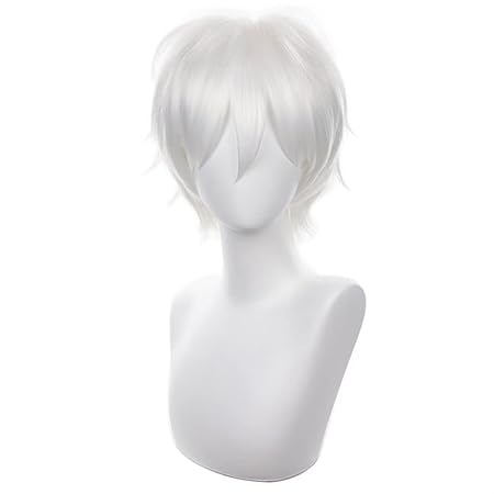 Photo 1 of COSPLAZA White Cosplay Wig Short Spiky Fluffy Heat Resistant Layered Synthetic Hair Men Women Halloween Party Wig