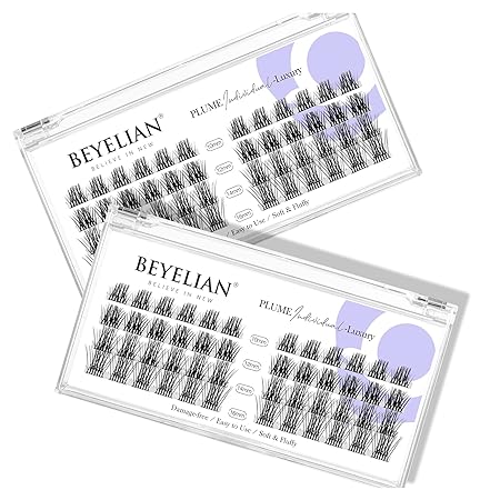 Photo 1 of BEYELIAN 96 Pcs Cluster Lashes, DIY Eyelash Extension, Individual False Eyelashes Extension Natural Look Reusable Glue Bonded Black Super Thin Band Lash Clusters Mix (Style5 0.07 Mix