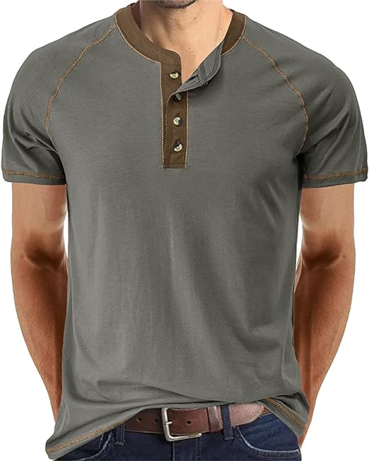 Photo 1 of Aulemen Men's Henley Shirt Long Sleeve Casual Lightweight Button Cotton Basic T-Shirt Raglan Sleeve  L
