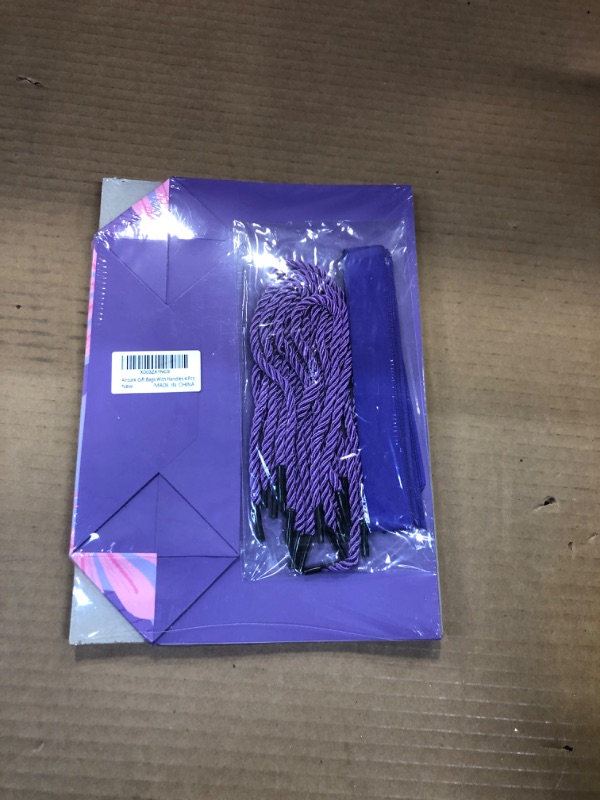 Photo 1 of Airpark 4 Pack Purple Gift Bags with Handles, Medium Party Favor Bags with Bow Ribbon for Christmas Birthday Wedding Baby Shower Holiday
