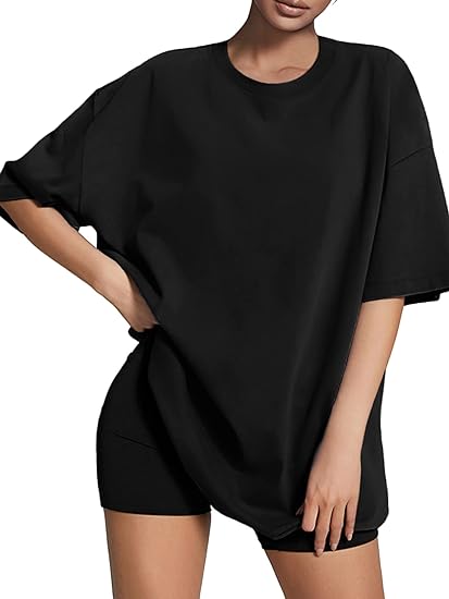 Photo 1 of ATHMILE Womens Oversized T Shirts Loose Fit Crewneck Short Sleeve Tops Summer Casual Blouse 2023 Y2K Basic Tee XL 
