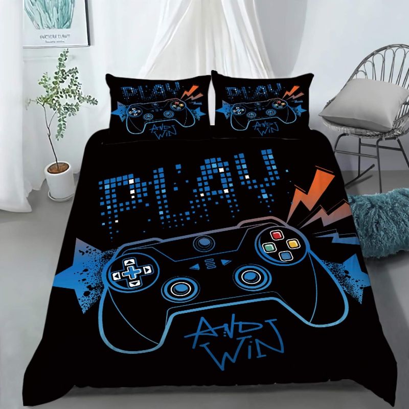 Photo 1 of AILONEN Gamer Bedding Sets for Boys, Gaming Duvet Cover Set Twin Size,Boys Video Games Comforter Cover, Bed Set for Teen Boys Bedroom,Gamepad Controller,3 Piece with 2 Pillow Shams
