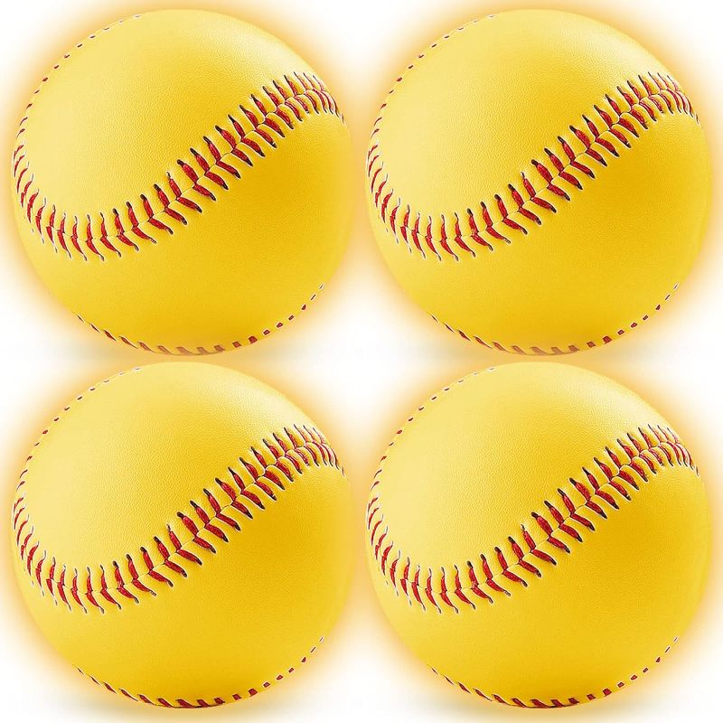 Photo 1 of 4 Pcs Glow in The Dark Baseball Lighting up 12 Inch Fastpitch Softballs Official Softballs Glowing Yellow Sports Balls Fluorescence Illuminates Baseball Gift for Boys Girls and Kids Home School Games
