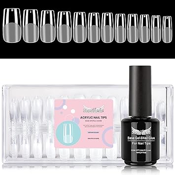 Photo 1 of Nail Tips, Gel x Nail Tips 504 Pcs Clear Full Cover Soft Gel Nail Tips, Acrylic Nail Tips False Nails with 15ml Gel Nail Glue - Medium Square