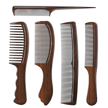 Photo 1 of YMASE 5 Pcs Piece Professional Comb Fine Pro Tail Combs ,Dresser Hair Comb Styling Comb - Wide Tooth Detangling Hair Comb, Anti Static Wet Hair Curling Comb Men's and Women's Striped Suit