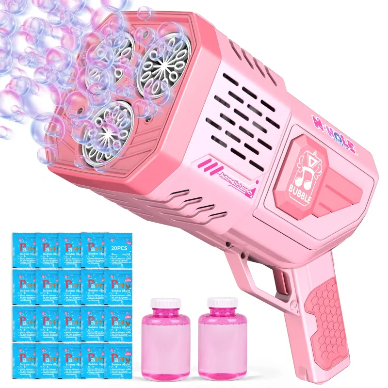 Photo 1 of Automatic Bubble Machine Gun, Bubble Guns with Lights & 20 Concentrated Bubble Liquid, Rainbow Bubble Toys for Kids Adults, Pink Bubble Makers for Indoor Outdoor Birthday Wedding Party