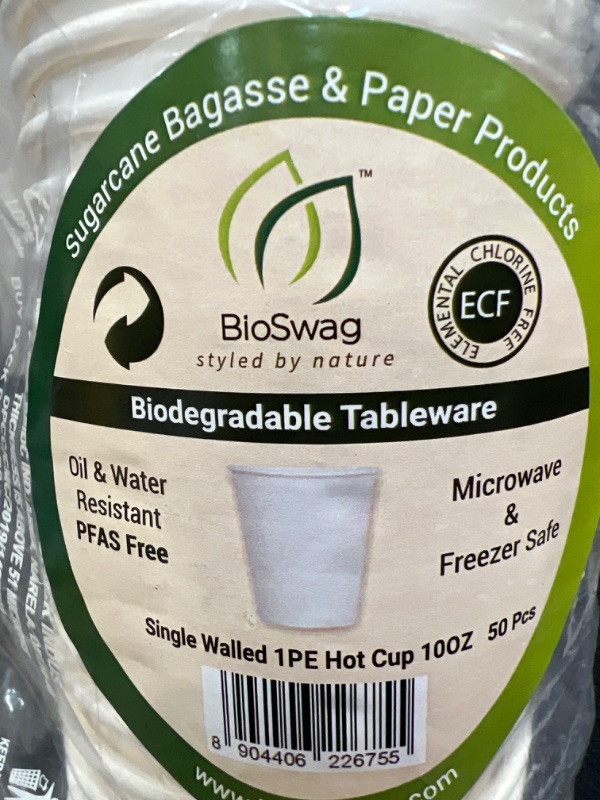 Photo 1 of 100% Compostable Plant-Based (PFAS-Free) 16oz Hot Cups with Compostable Lids | (50 Count, 16 oz Hot Cups) | Disposable Bagasse Paper Cups | Eco-friendly Cups | Sturdy, Microwave & Oven Safe