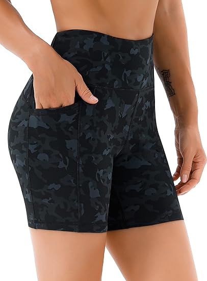 Photo 1 of   size small   AFITNE Women’s High Waist Biker Shorts with Pockets, 5”/8” Tummy Control Athletic Workout Running Yoga Shorts