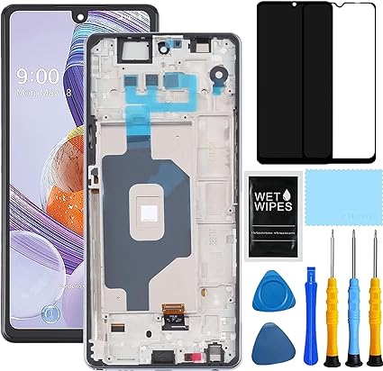 Photo 1 of For LG Stylo 6 Screen Replacement with Frame for Stylo 6 Replacement Screen kit Q730 2020 Q730 Q730am Q730Ttm Q730nm lcd display glass digitizer Touch Screen Assembly 6.8 inch Black