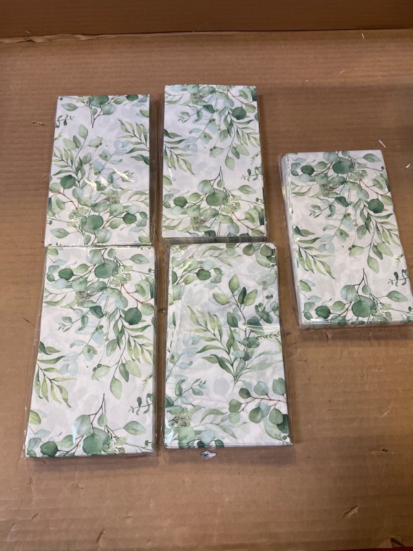 Photo 2 of  Paper Napkins For Decoupage Green Eucalyptus Leaves Pattern