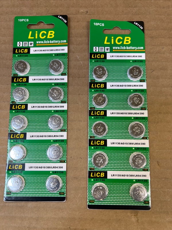 Photo 2 of iCB 20 Pack LR1130 AG10 Battery 1.5V Long-Lasting Alkaline Button Cell Batteries