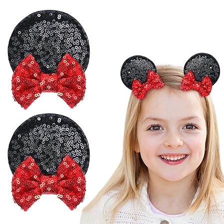 Photo 1 of 
UHOMENY 2PCS Mouse Ears Hair Clip, Sequin Mouse Ears Barrettes Bow Ear Clip Lovely Glitter Hair Accessories for Costume Theme Birthday Party Favor Decoration
Color:Red