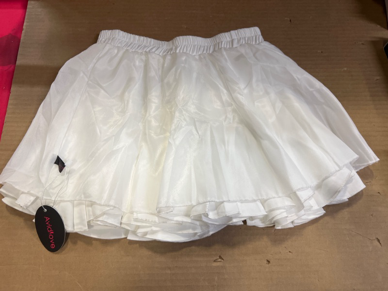 Photo 2 of   small    Avidlove Mini Skirt for Women Sexy Solid Ruffle Trim Lingerie Skirt Short High Waist Two Layer Hem Skirt
