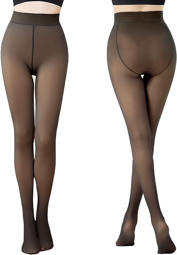 Photo 1 of FLORENCE IISA Winter Fleece Lined Tights For Women Warm Fake Translucent Nude Tights Fleece Pantyhose (ONE SIZE BLACK, 220g)