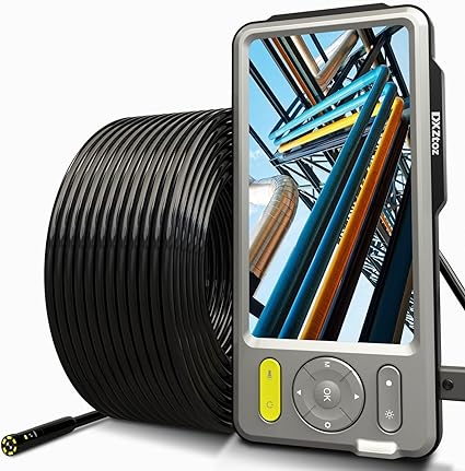 Photo 1 of 50FT Sewer Camera 5'' Larger IPS Screen, DXZtoz Dual-Lens Endoscope Camera for Drain Pipe Plumbing Plumbers Inspection, 1080P Waterproof Semi-Rigid Snake Camera with Light[Upgraded]