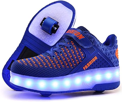 Photo 1 of   SIZE    30  Nsasy Kids Roller Shoes Boy Girl Sneakers with Wheels Become Sport Sneaker with Led for Christmas Birthday Children Gift