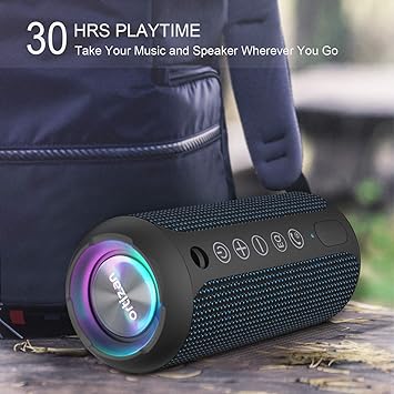 Photo 1 of Ortizan Portable Bluetooth Speaker, IPX7 Waterproof Wireless Speaker with 24W Loud Stereo Sound, Outdoor Speakers with Bluetooth 5.0, 30H Playtime,66ft Bluetooth Range,TWS Pairing for Home