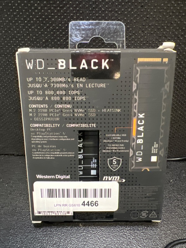 Photo 2 of WD_BLACK 1TB SN850X NVMe Internal Gaming Solid State Drive with Heatsink - Works with Playstation 5, Gen4 PCIe, M.2 2280, Up to 7,300 MB/s - WDS100T2XHE 1TB SSD w/ Heatsink