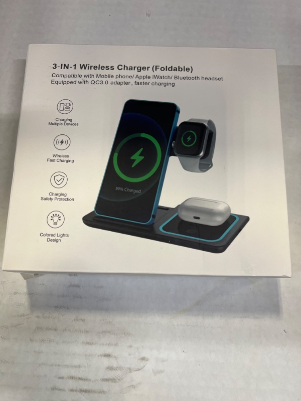 Photo 2 of Wireless Charger,ANYLINCON 3 in 1 Wireless Charger Station for Apple iPhone/iWatch/Airpods,iPhone15 14,13,12,11 (Pro, Pro Max)/XS/XR/XS/X/8(Plus),iWatch 7/6/SE/5/4/3/2,AirPods 3/2/pro Black