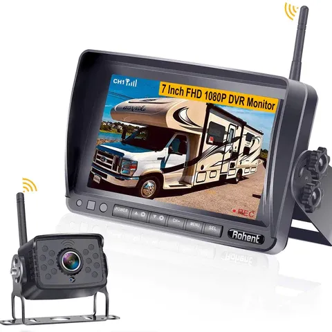 Photo 1 of Rohent R7 HD 1080P RV Wireless Backup Camera with 7 Inch IPS Split Screen Monitor Rear View Camera Observation System for Trailers,Trucks,5th Wheels,IR Night Vision IP69K Waterproof 170 Degree