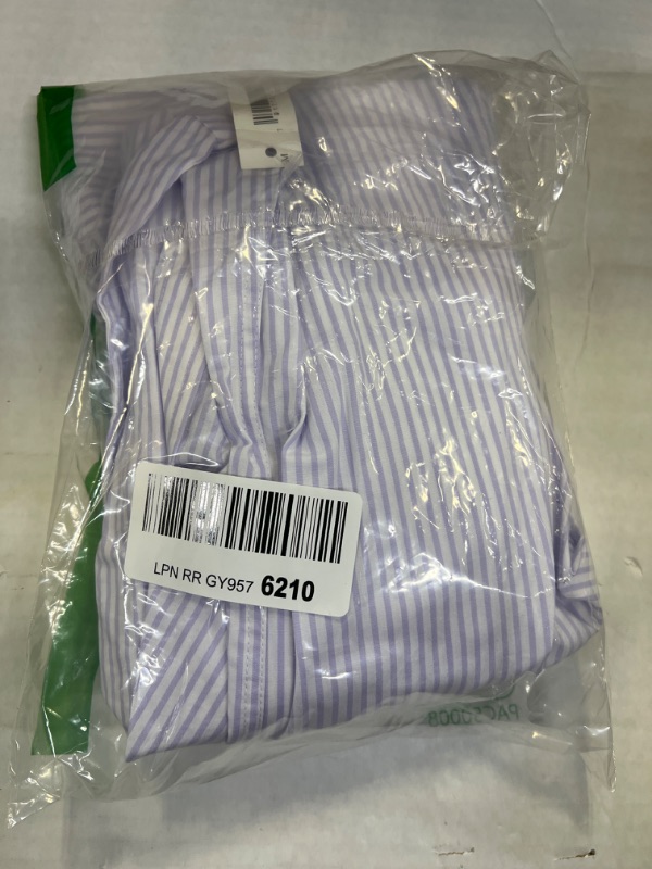 Photo 2 of Amazon Essentials Men's Slim-Fit Long-Sleeve Poplin Shirt Medium Lavender White Vertical Stripe