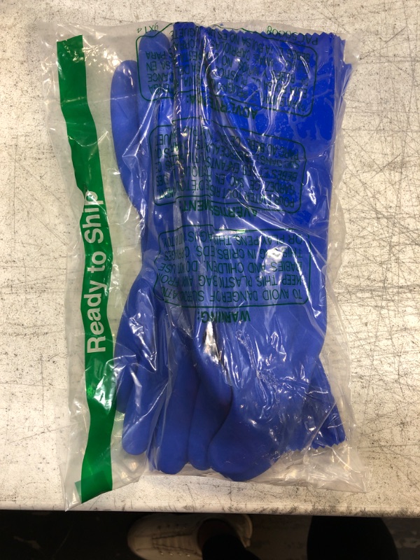 Photo 1 of 2 PACK BLUE RUBBER GLOVES 