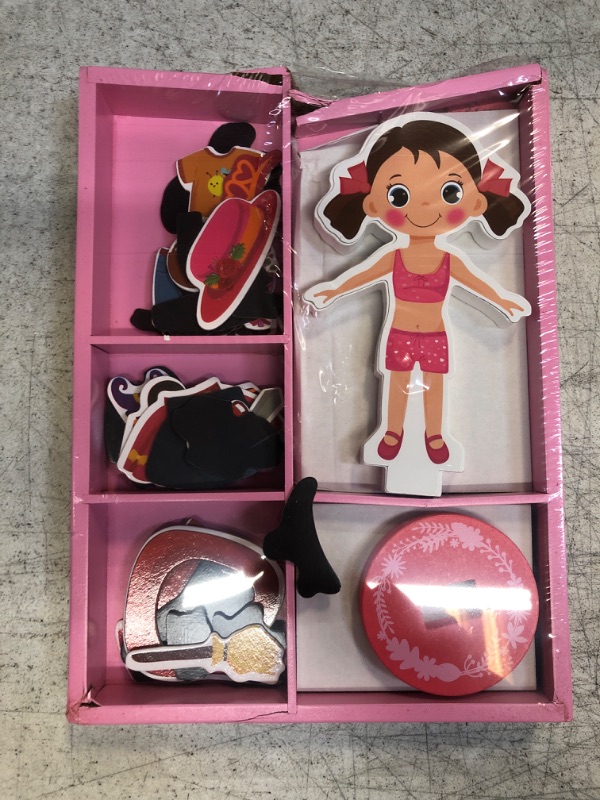 Photo 2 of +++DAMAGED BOX+++ TOYSTER'S Magnetic Wooden Dress-Up Dolls Toy | Pretend Play Set Includes: 1 Wood Doll with 30 Assorted Costume Dress Ideas | Not Your Average Paper Doll | Great Gift Idea for Little Girls 3+ Girl Dress-Up