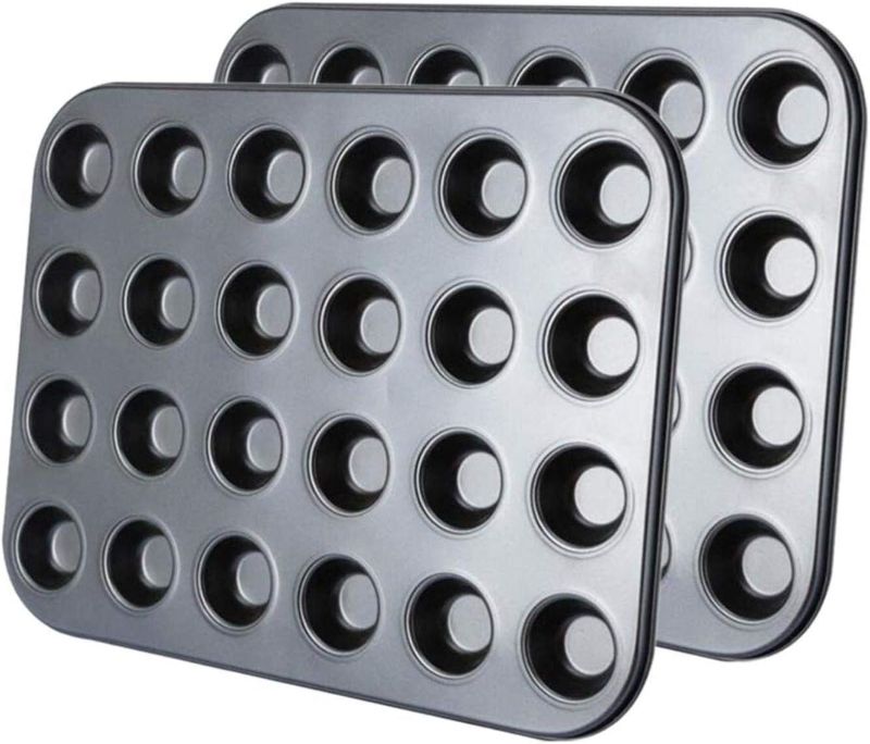 Photo 1 of 24-Cup Nonstick Mini Cupcake & Muffin Pans, Carbon Steel Baking Pans - 2 Pack