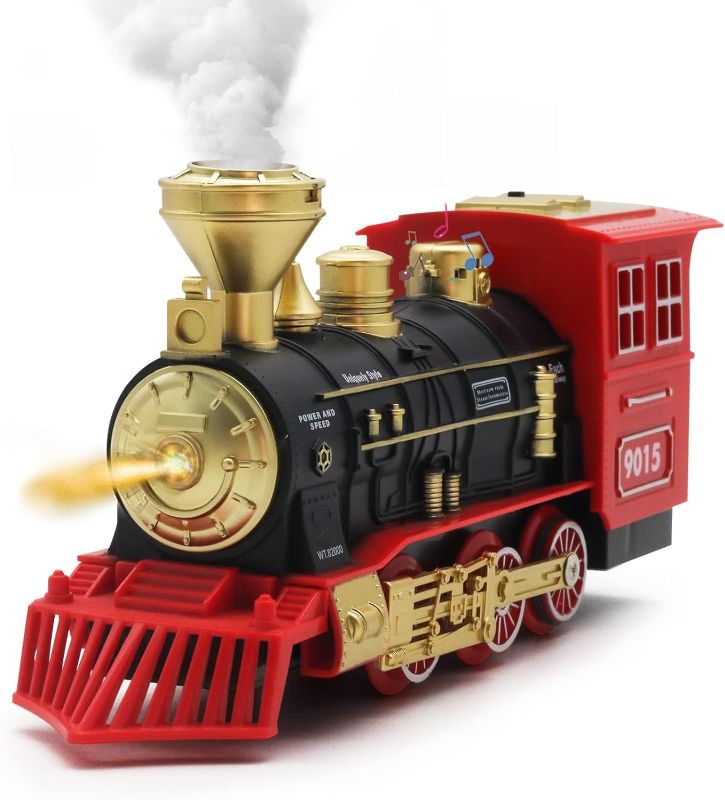 Photo 1 of Hot Bee Toys Train Steam Locomotive Engine, Smoke, Lights & Sounds, for 3 4 5 6 7+ Year Old Kids
