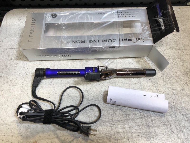 Photo 2 of +++DAMAGED BOX++ ion Titanium Pro Curling Iron, 1 Inch, Heats up to 450°F, Maximum Curl Retention, Dual Voltage 1 Count (Pack of 1)