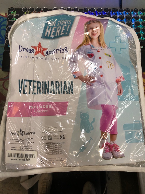 Photo 2 of Dress Up America Veterinarian Costume for Girls - Vet Lab Coat for Kids Small