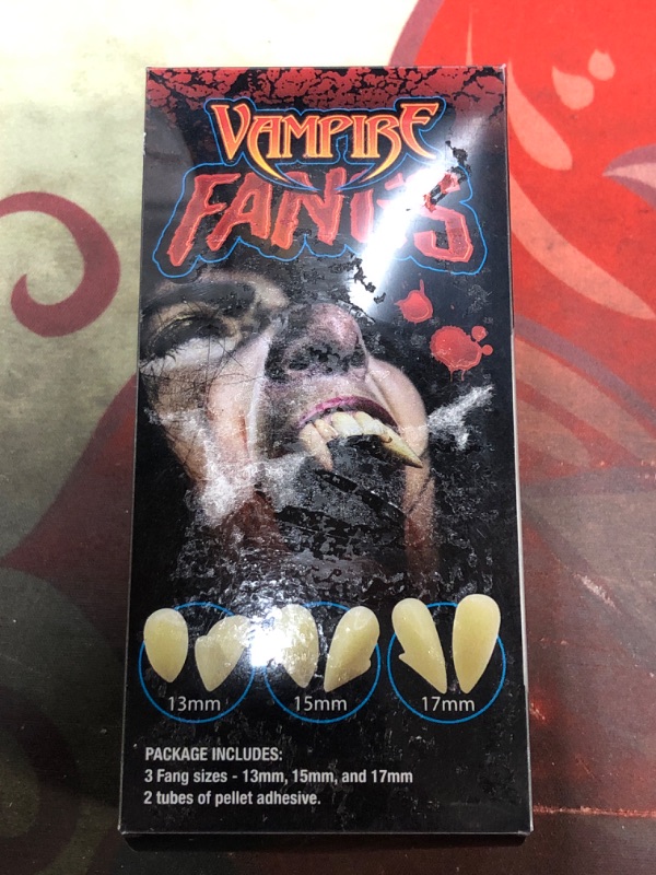 Photo 2 of Giraffe Manufacturing Realistic Vampire Fangs for Cosplay & Halloween Costumes- Fangs for Adults & Teen, Werewolf & Vampire Teeth Accessories