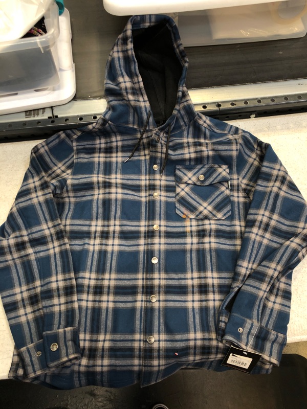 Photo 1 of Blue Flannel Hooded Jacket Large 