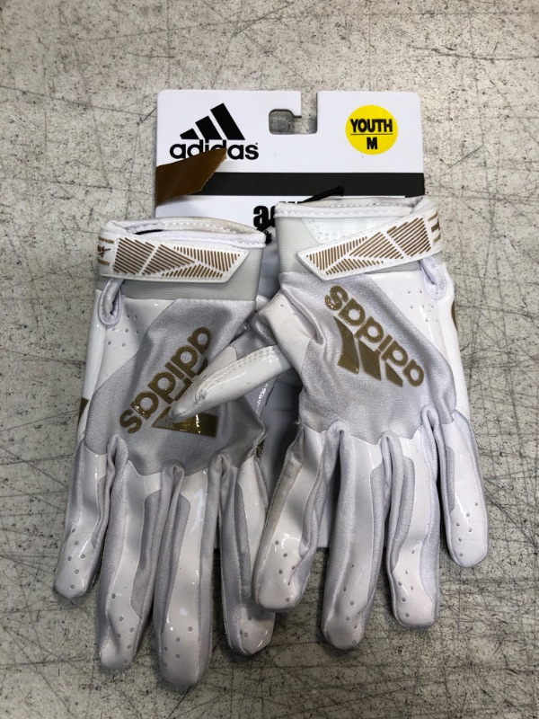 Photo 2 of adidas Adifast 3.0 Youth Football Receiver Glove - Multiple Styles Medium White/Metallic Gold