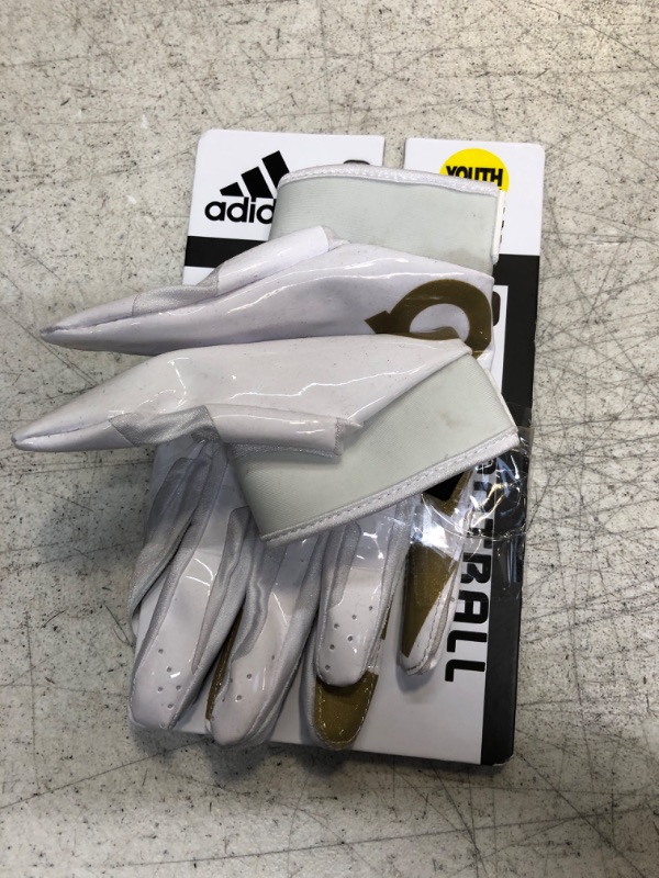 Photo 2 of adidas Adifast 3.0 Youth Football Receiver Glove - Multiple Styles Large White/Metallic Gold