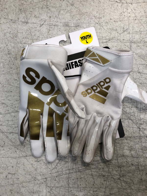 Photo 2 of adidas Adifast 3.0 Youth Football Receiver Glove - Multiple Styles Large White/Metallic Gold