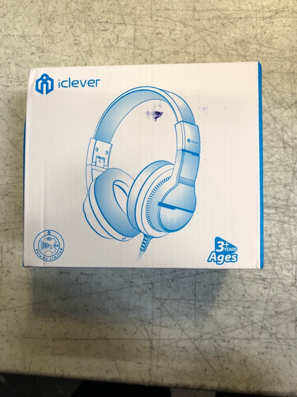 Photo 3 of iClever HS19 Kids Headphones with Microphone for School, Volume Limiter 85/94dB, Over-Ear Girls Boys Headphones for Kids with Shareport, Foldable Wired Headphones for iPad/Travel (Blue) Blue M