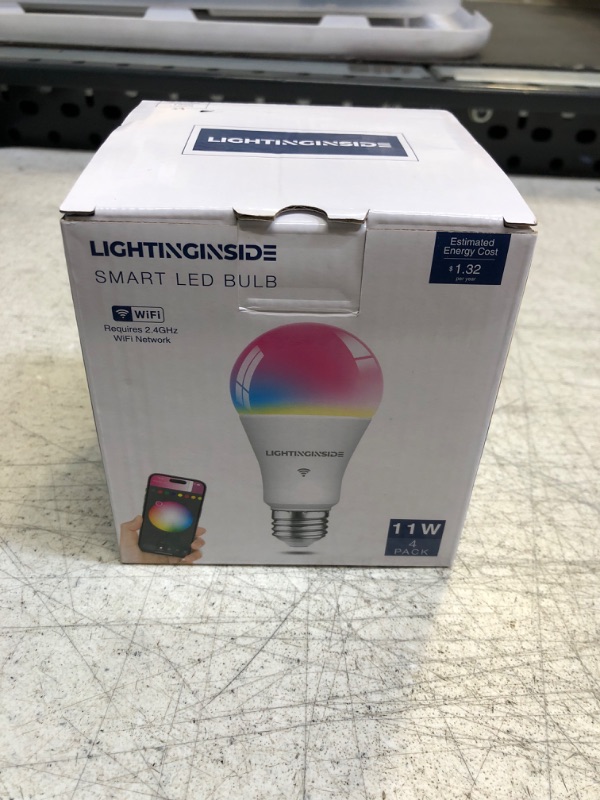 Photo 3 of Smart Light Bulbs 100W Equivalent, 1300lm 11W A19 E26 WiFi Smart Bulb Works with Alexa and Google Home, 2700-6500K+RGB Color Changing Light Bulb, Dimmable, No Hub Required, 2.4GHz WiFi Only, 4PCS 11w=100w 4 Count (Pack of 1)