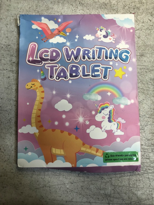 Photo 1 of FLUESTON Toys LCD Writing Tablet Toddler,Toys for Boys Girls 3 4 5 6 7 8year,8.8 Inch 3 Pack Drawing Pad Toy Christmas Birthday Gifts for Kids,Drawing Tablet Doodle Board with Cute Dinosaur & Unicorn Pink(unicorn)+Green(dinosaur)+Blue(whale)
