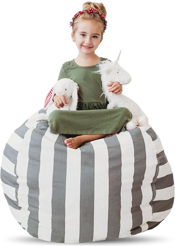 Photo 1 of ++USE STOCK PHOTO AS REFERENCE++ BEAN BAG COVER - WHITE AND GREY STRIPES 