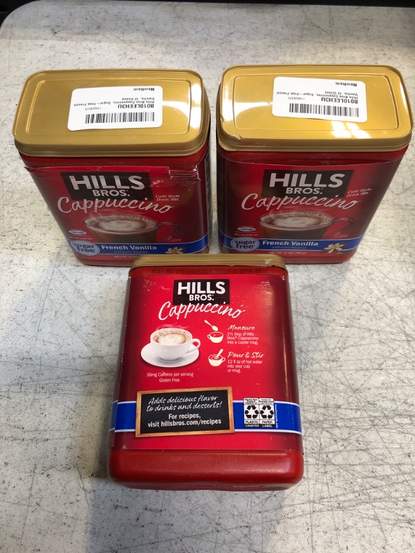 Photo 2 of ++PACK OF 3+++ Hills Bros Cappuccino, Sugar-Free French Vanilla, 12 Ounce