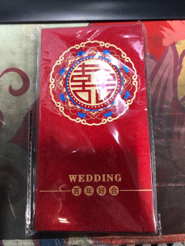 Photo 2 of 10 PCS Chinese Wedding Red Envelopes,17.0 x 8.6 cm/ 6.7 x 3.4 inches Cash Envelopes,Thank You Cards,Lucky Money Gift Envelopes Red Packet for Wedding,Bridal & Baby Shower(Sweet Love)