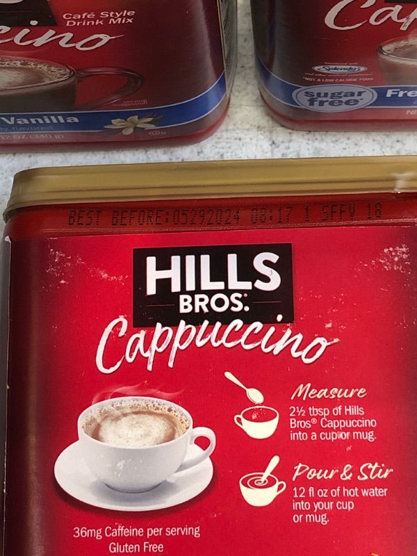 Photo 3 of +++PACK OF 3+++Hills Bros Cappuccino, Sugar-Free French Vanilla, 12 Ounce