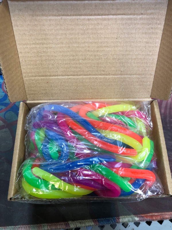 Photo 1 of FLMRIOY 48pcs Fidget Noodles Toys, Sensory Stretchy String Stress Relief Toys Calming Anxiety Toys for Autism Kids Birthday Valentine's Day Party Favors, Christmas Stocking Stuffers, 6 Colors