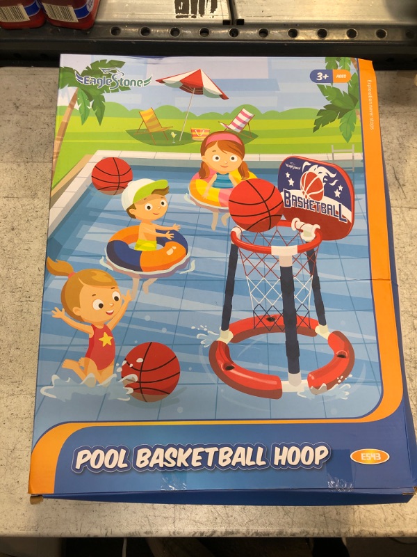 Photo 2 of EagleStone Pool Basketball Toys with Backboard, Floating Swimming Pool Basketball Hoop for Pool Game Includes Poolside Water Basketball Hoop, 3 Balls and Pump, Summer Pool Toys for Kids and Adults Hoop with Backboard