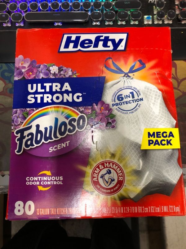 Photo 2 of Hefty Ultra Strong Tall Kitchen Trash Bags, Fabuloso Scent, 13 Gallon, 80 Count 13 Gallon - 80 Count 80 Count (Pack of 1)