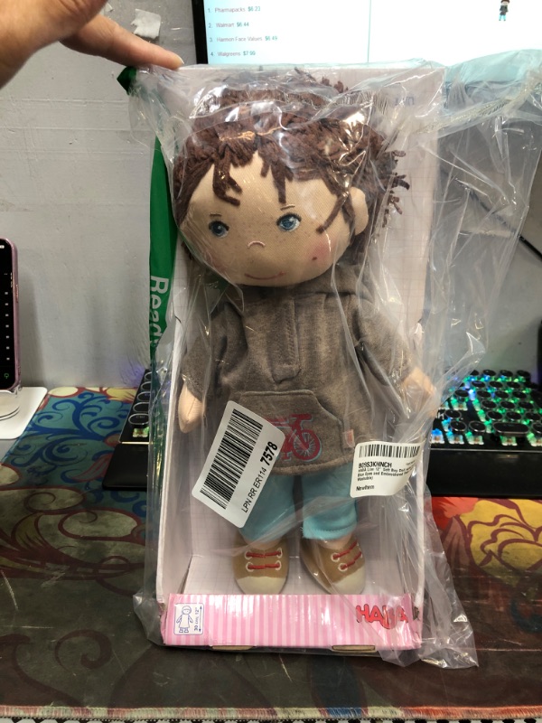 Photo 2 of HABA Lian 12" Soft Boy Doll with Brown Hair, Blue Eyes and Embroidered Face (Machine Washable)