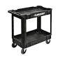 Photo 1 of 2-Tier Plastic 4-Wheeled Service Cart in Black