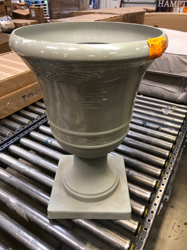 Photo 2 of 16 in. Norwich Antique Zinc Resin Urn Planter